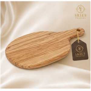Tabla ovalada de madera para servir, tabla de cortar de grano oscuro con asa para pan, queso y charcutería - Product Image 3