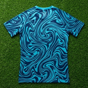 เสื้อคอมเพรสชั่นแขนสั้นผู้ชาย สีฟ้าเทอร์ควอยซ์ ลายคลื่น สำหรับออกกำลังกาย ฟิตเนส วิ่ง เทรนนิ่ง ชุดกีฬา เสื้อเบสเลเยอร์ประสิทธิภาพสูง - Product Image 5