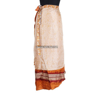 Sari Sarong de Seda de Diseñador, Doble Capa, Reversible, Falda Mágica Envolvente de la India, Sari de Seda Mágica Reversible de 2 Capas, Largo y Sexy - Product Image 2