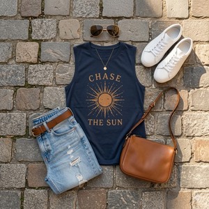 T-shirt d'été sans manches pour femme en coton peigné tricoté jersey simple coupe muscle - Product Image 6