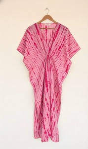 Kaftan Tie-Dye Long pour Femme, 100% Coton Écologique, Coupe Ample, Taille Naturelle, Tenue Décontractée Bohème d'Été pour les Vacances - Product Image 4