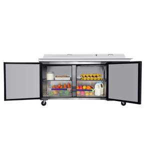 Équipement de réfrigération pour cuisine commerciale Orikool 67, table de préparation à pizza intégrée de 20,3 pieds cubes, planche à découper en bois de boucher - Product Image 2