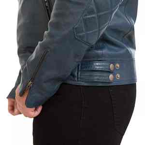 Veste en cuir bleue pour homme, épaisse, coupe-vent, style motard, pour l'hiver - Product Image 5