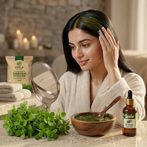 Poudre de Brahmi pure naturelle, poudre d'herbes ayurvédiques pour les soins des cheveux, des soins de la peau, le bien-être et les applications cosmétiques - Product Image 6