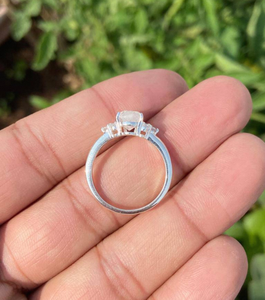 Pear Moonstone Ring Sterling Silver <b>Simulated</b> <b>Diamond</b> Accents Teardrop Gemstone Handmade Elegant Women Jewelry - Product Image 4