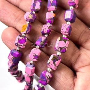 Cuentas facetadas de turquesa Mohave morada y rosa de 5x7-6x8MM, cuentas de cobre turquesa pulidas al por mayor para la fabricación de joyas. - Product Image 5
