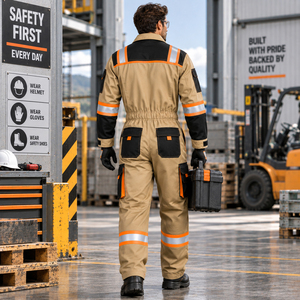 Cotton Blend Mechanic Jumpsuit With <b>Zipper</b> Front Mens <b>Heavy</b> <b>Duty</b> Work Coveralls Long Sleeve Utility Work Jumpsuit With Multiple - Product Image 3