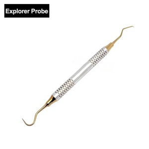 Sonde Explorer BAFA en acier inoxydable, instrument dentaire à poignée ergonomique, miroir buccal manuel à 6 mâchoires, Classe I Pro - Product Image 1