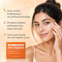 Crème Contour des Yeux Éclatante Vitamine C et Caféine – Atténue Cernes et Poches – Hydratation 24H – Acide Hyaluronique – Marque Blanche