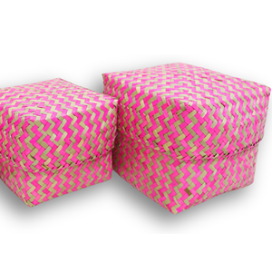 Cajas de regalo de hoja de palma tejidas ecológicas, diseño geométrico de alta calidad para exhibición de acento decorativo - Product Image 2