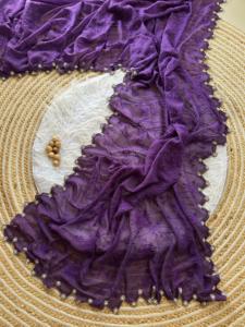 Sari de seda georgette pura con bordado de hilo de viscosa y ribete hecho a mano con una hermosa blusa de seda cruda. - Product Image 2