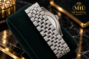 MB ETERNAL JEWELS นาฬิกาเพชรหรูหรา 40 มม. สแตนเลสสตีล อะนาล็อก ควอตซ์ สำหรับผู้ชาย ตัวเรือนทรงกลม สายแบบ Deployment Clasp - Product Image 2