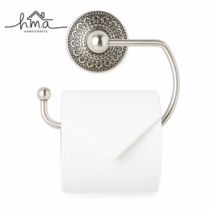 Brass Victoria Toilet <b>Paper</b> Holder Antique Silver Finish Rectangular Frame Wooden Handle Wall Mounted Bathroom <b>Tissue</b> Roll - Product Image 5
