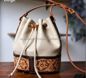 2026 Fashionable Design <b>Large</b> Capacity Handmade Cow Bucket <b>Bag</b> Ladies Hand Tooled Leather Single Shoulder Crossbody Handbags - Product Image 3