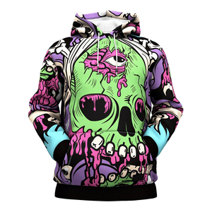 Sudadera con Capucha Sublimada Topográfica Negra de Algodón Tejido y Forro Polar Transpirable Ecológica de Corte Regular Casual para Hombre, Estilo Urbano de Otoño - Product Image 4