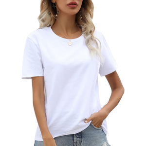 T-shirt décontracté streetwear pour femme, coupe classique, 100% coton, col rond, manches courtes, maille respirante, écologique, style urbain, été - Product Image 2