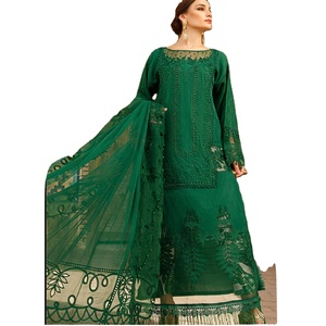 2023 diseñador inspirado paquistaní indio Bollywood vestido de novia ropa de fiesta Salwar Kameez hecho de lino de algodón de seda viscosa - Product Image 1