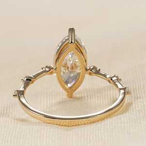 Sparkly 2.01 Carat Marquise Cut Diamond Signet Ring 14K Yellow Gold With Lab Grown Engagement Proposal <b>Gift</b> For Bridle - Product Image 4
