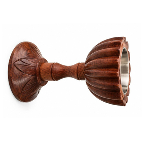 Handcrafted Chalice Wooden <b>Bakhoor</b> Burner Carved Pedestal Incense Holder Round Metal Cup <b>Oud</b> Burner For Home Decoration - Product Image 3