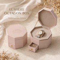Boîte cadeau octogonale en carton rigide personnalisée avec couvercle à charnière, tiroir, texture fine, dorure à chaud, OEM