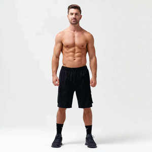 Shorts de sport légers pour hommes, en toile respirante et à séchage rapide, taille mi-haute élastique, avec poches, couleur unie, pour l'été - Product Image 3