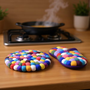 Maniques de four en feutre multicolores - Product Image 3