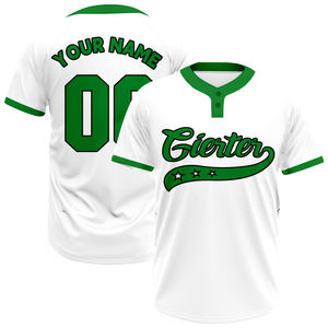 Maillot de baseball personnalisé à col en V et demi-boutons, en polyester uni pour équipe de softball - Product Image 6