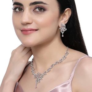Silver Plated Flower <b>Crystal</b> <b>Earrings</b> Set Women Romantic Wedding Jewelry Alloy Rhinestone Pear Cut <b>Stud</b> Drop <b>Earrings</b> - Product Image 2