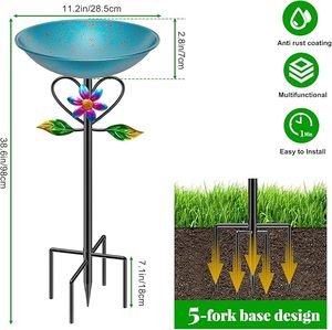Fabricante confiable de baños portátiles decorativos para pájaros de hierro con soporte resistente para jardín y aplicaciones de alimentación de aves. - Product Image 2