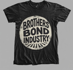 พรีเมี่ยม BROTHERS BOND INDUSTRY เสื้อยืดกราฟิกสีดำล้างสีสไตล์วินเทจ โลโก้ย้อนยุค ผ้าฝ้ายเนื้อนุ่ม สตรีทแวร์ - Product Image 5