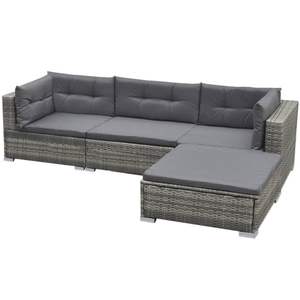 Conjunto de Muebles de Jardín Modulares Medianos de Ratán PE Gris - Product Image 5