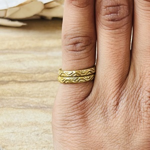 Modern Style Brass Rings Boho <b>Wrap</b> Band Tribal Brass Jewelry Women 18k Gold Plated Floral Leaf Ring For Wholesale/OEM/ODM - Product Image 3