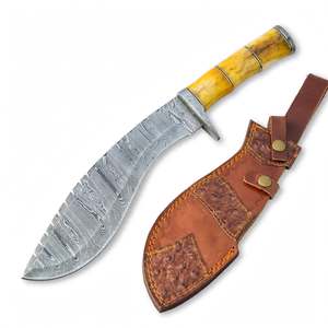 Herramienta curva de acero de Damasco hecha a mano con mango de hueso de camello para uso en exteriores - Product Image 6