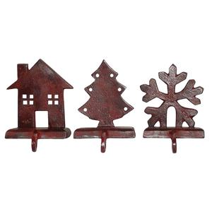 Juego de 2 soportes de calcetín de metal Soporte de calcetín de Reno tela Papá Noel eléctrico Metal Latón Soporte de calcetín de Navidad - Product Image 1