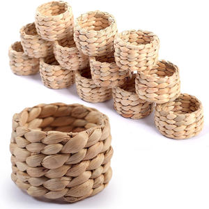 Lot d'anneaux de serviette en jacinthe d'eau OEM, ronds, tissés à la main, support de serviette, taille personnalisée 3cm 5cm de largeur, décoration de fête rustique bohème, direct usine - Product Image 2