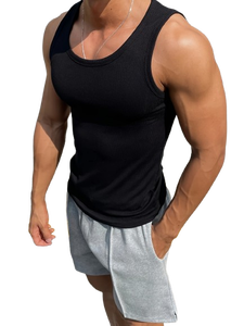 Camiseta sin mangas para hombre, 100% algodón, para verano, deportes, fitness, running, entrenamiento, tejida - Product Image 5