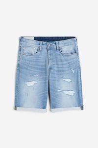 Pantalones Cortos Cargo de Mezclilla para Hombre, Cintura Baja, Algodón Lavado, Estilo Bermuda Informal, Cierre con Cordón, Estampado, Ecológicos - Product Image 5