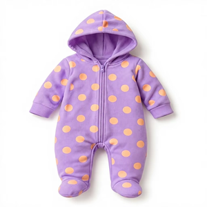 Combinaison bébé à capuche unisexe personnalisable 100% coton biologique, écologique, taille plus, toute saison, douce, respirante, nouveau-né - Product Image 1