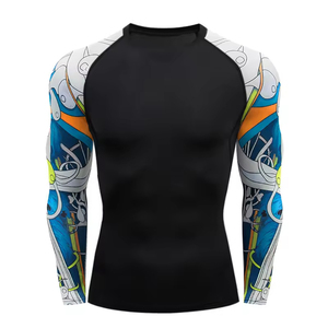Custom Sublimation Gym Rash Guard <b>Compression</b> Workout Shirt Quick Dry Fitness Training Top for Men Athletic Performance Wear - Product Image 4