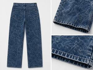 Custom Acid Washed Denim <b>Jeans</b> Men Heavyweight Cotton Straight Leg Five Pocket Pants Casual Trousers Apparel - Product Image 5