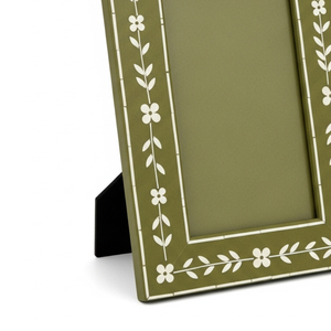 Handcrafted Sage Green Bone Inlay Photo <b>Frame</b> with Floral Vine <b>Design</b> – Luxury Decorative Picture <b>Frame</b> for Home & Office Decor - Product Image 4