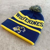 Gorro de Punto Personalizado con Bordado para Fanáticos del Fútbol Americano, Gorro con Pompón, Gorro de Invierno Cálido Unisex