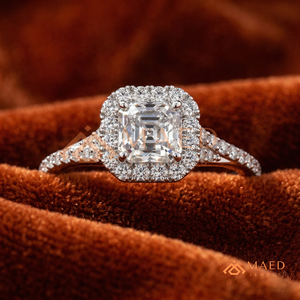 แหวนหมั้นเงินแท้ 925 ทรง Asscher Cut ประดับเพชร CZ แบบ Halo ดีไซน์สวยหรูสำหรับผู้หญิง - Product Image 1