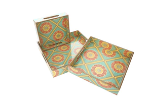 Plateau en résine peint à la main avec base en MDF, étanche, forme personnalisée pour un transport facile des aliments, modèle pour mariage et fête - Product Image 5