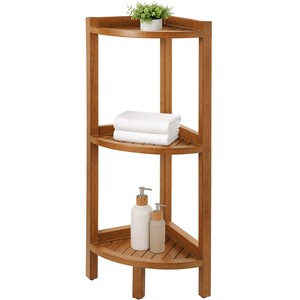 Premium Teak Wood Corner Plant Stand - Wholesale Curved Shelf <b>Planter</b> | Aqdus Saleem - Product Image 2