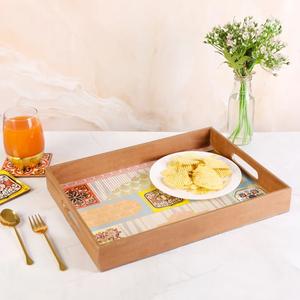 High Quality Designer Tray Set Black Marble Design Resin Wood Modern Style Serving Decorative Tray for Weddings Best Price - Product Image 1