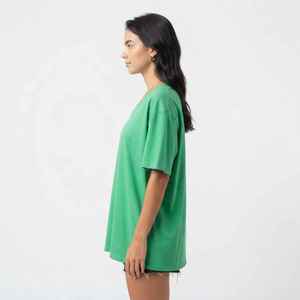 Women's Olive Green V-Neck Short Sleeve T-Shirt Loose Fit 100% Cotton Casual Jersey Logo <b>Top</b> - Product Image 2