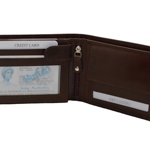 Portefeuille long en cuir véritable avec fermeture à glissière, porte-cartes anti-RFID, design minimaliste unisexe, couleur marron - Product Image 5