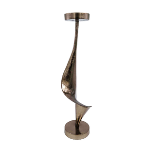 Porte-bougie en métal bronze abstrait à motif tourbillonnant, au design artistique minimaliste, disponible à prix de gros pour la décoration intérieure. - Product Image 1
