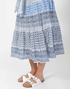 Vestidos de verano con cuello abierto y estampado de diamantes múltiples, diseño artesanal estampado a mano, vestidos con diseño escalonado. - Product Image 5